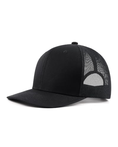 Zylioo XXL Trucker Hat for Big Heads Men Women,2 Tone Mesh Snapback Cap - color: Black-a, size: Medium-Large