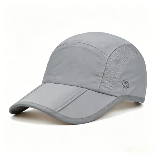 Solaris UPF 50+ Running Cap Mesh Baseball Hat Foldable Unisex - color: Light Grey, size: Standard