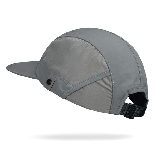 Croogo 5 Panel Running Hat Quick Dry Baseball Cap Sun UV Sports Outdoor Cap - color: M-wbqsg1-gray