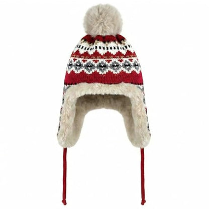 Winter Women Knit Beanie Hat Ear Flaps Trapper Hat Men Toque Warm - color: Red