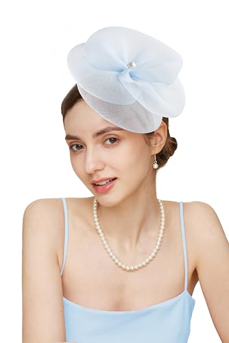 Gionforsy Women Fascinators Hats Tea Party Hats Accessories for Women - color: Light Blue
