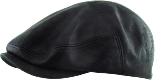 KBETHOS Leather Ascot Made in USA Ivy Collection Classic Newsboy Caps - color: (C) Faux Leather - Black, size: Small-Medium