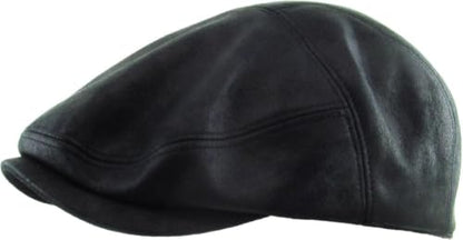 KBETHOS Leather Ascot Made in USA Ivy Collection Classic Newsboy Caps - color: (C) Faux Leather - Black, size: Large-X-Large