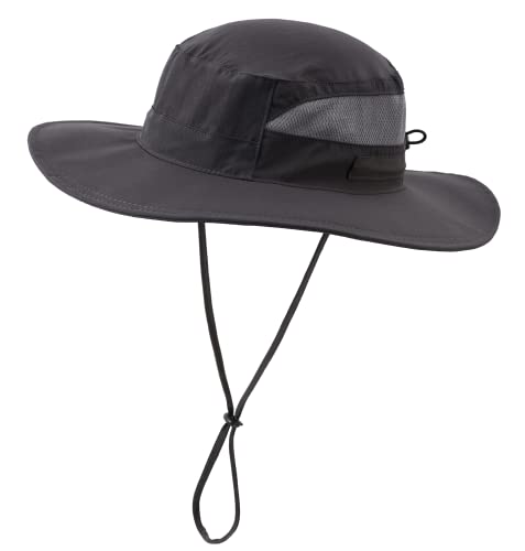 Connectyle Women's UPF 50+ Sun Hat UV Protection Wide Brim Bucket Hat Summer Beach Hats Fishing Hiking Outdoor Safari Hats - color: Deep Grey