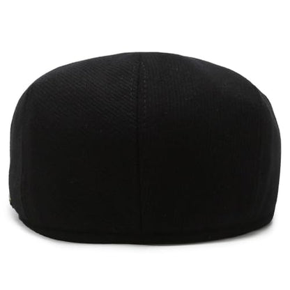 Men's Newsboy Cap with Earflaps Flat Ivy Caps Gatsby Golf Cabbie Hats - color: Black Stripe