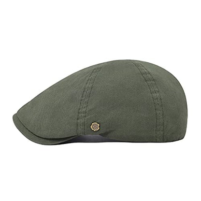 VOBOOM Cotton Flat Cabbie Hat Gatsby Ivy Irish Hunting Newsboy Cap - color: Army Green