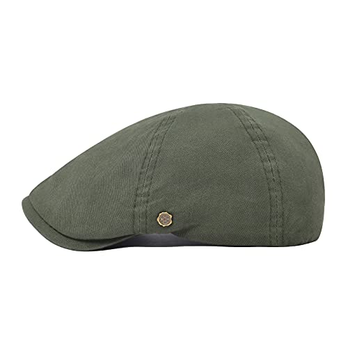 VOBOOM Cotton Flat Cabbie Hat Gatsby Ivy Irish Hunting Newsboy Cap - color: Army Green