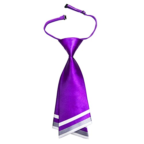 Mantieqingway Women Uniform Necktie Adjustable Strap Striped Pre-tie Ties - color: Purple