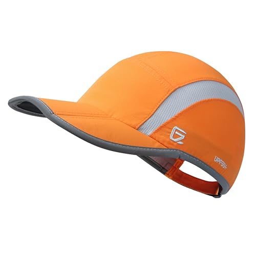 GADIEMKENSD Reflective Folding Outdoor Hat Unstructured Design UPF 50+ Sun Protection Sport Hats for Womens and Mens - color: Orange, size: 6 7/8-7 1/2