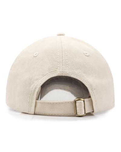 Zylioo Small Baseball Cap for Men Women, Adjustable Unstructured Dad Hat - color: Beige-fits 21.7"-22.4"/55cm-57cm