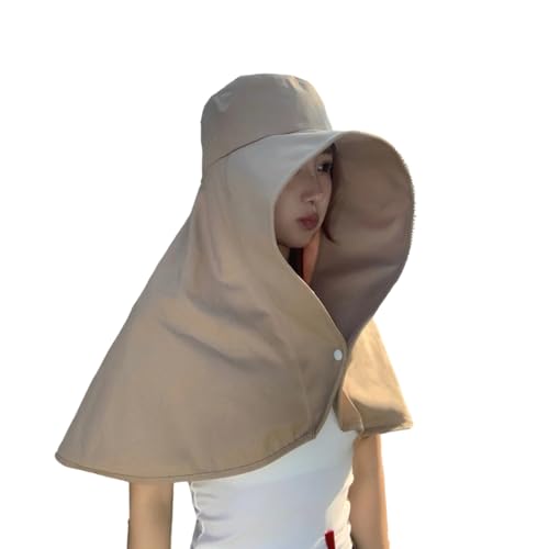 Wide Brim Sun Hat Balaclava Packable Neck Gaiter Lightweight Shawl for Women Summer Hat Beach Outdoors - color: Beige