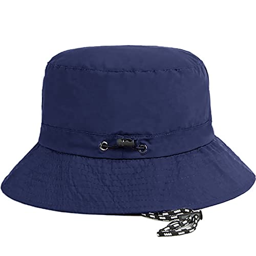 Waterproof Bucket Hat for Women and Men - UV Protection Beach Sun Hat Fishing Safari Boonie Hat Rain Hat Adjustable Packable - color: Navy Blue - Waterproof