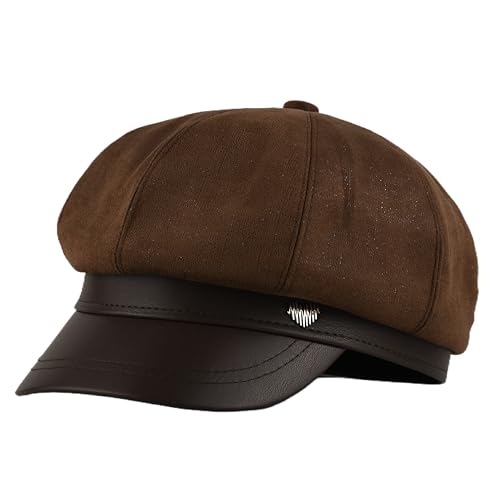 Newsboy Hats for Women - Retro Classic Plaid Hat Fashionable British Irish Beret Cap Girls Vintage Dressy Caps - color: Bling Coffee