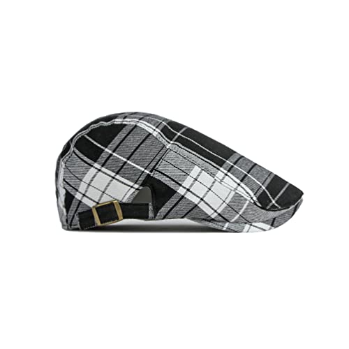 WITHMOONS Adjustable Colorful Plaid Flat Cap Newsboy Cabbie Gatsby Golf Beret Hat YZ30109 - color: Black