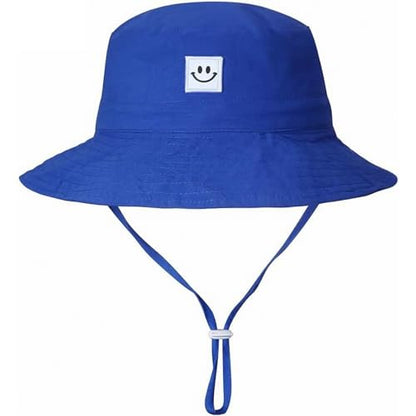 55cube Baby & Toddler Sun Hat UPF 50+ Bucket Hat with Chin Strap - color: 2pack White/Blue, size: 0-6 Months