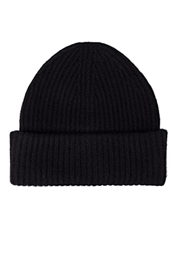 Style Republic Women’s Chunky Knit Beanie, 100% Pure Cashmere Cap, Soft & Stretchy, Warm Hat for Autumn, Winter, Spring - color: Black