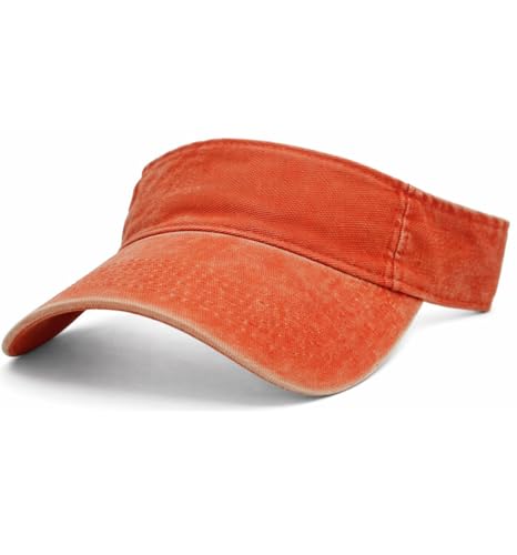 MDSTYLE Visor Hat for Men & Women Sun Visor Cap for Sports Tennis Golf Running Beach Outdoor Caps Hats Visors Sunvisors - color: Orange - Washed