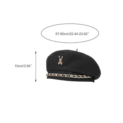 CHIC DIARY French Cotton Beret Hat for Women Adjustable Winter Beret Cap - color: #3 Black - One Size