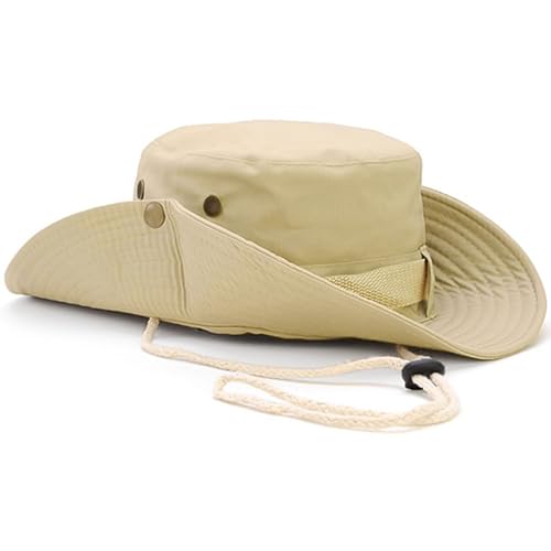 Sun Hats for Men Women, Fishing Hat UV Protection Wide Brim Bucket Hats Foldable Boonie Hat for Hiking Camping Safari - color: Beige