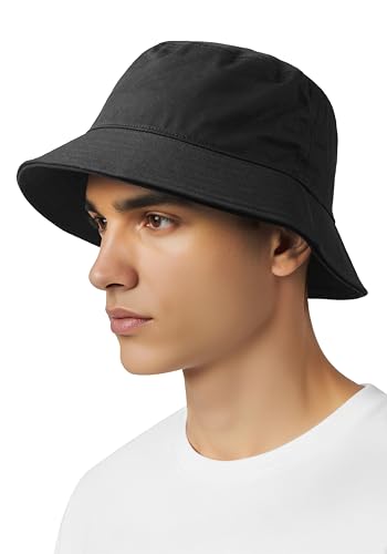 GADIEMKENSD 100% Cotton Bucket Hat - Unisex, UPF 50 Sun Protection, Lightweight, Packable - color: Black