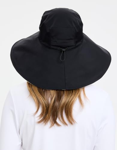 Solbari Women's Ultra Wide Brim Hat UPF 50+ - color: Black / Beige, size: Large-X-Large