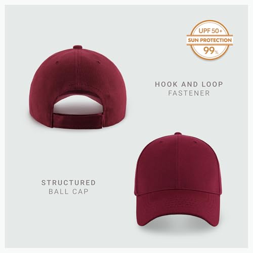 2-Pack Classic Structured Baseball Cap Adjustable Snapback Ball Caps - color: Burgundy