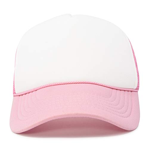 DALIX Two Tone Blank Trucker Hats Caps (2 for 1) - color: Light Pink/White