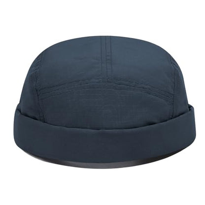 Clakllie Quick Dry Brimless Docker Cap for Men Summer Beanie Sailor Skullcap Lightweight Waterproof Adjustable No Brim Hat - color: S-dbh01-n-dark Blue