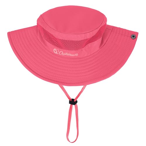 Komorebi UPF 50+ Kids Sun Hat，Wide Brim Bucket Hats for Kids Beach Outdoor - color: Watermelon Red