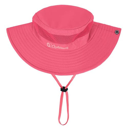Komorebi UPF 50+ Kids Sun Hat，Wide Brim Bucket Hats for Kids Beach Outdoor - color: Watermelon Red