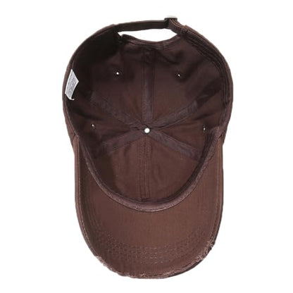 Unisex Distressed Baseball Cap Classic Plain Cotton Dad Hat Adjustable Golf Runing Hats - color: Brown