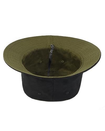 Zylioo XXL Bucket Hat for Big Heads, Reversible Fishing Sun Hat - color: Black-army Green, size: X-Large-XX-Large