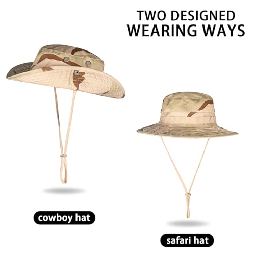 Sun Hats for Men Women Bucket Hat UPF 50+ Boonie Fishing Safari Hat - color: Sansha Camo