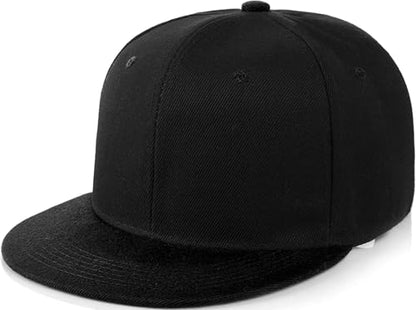 Snapback Hat Flat Bill Visor Hats Adjustable Hip Hop Baseball Cap for Women Men - color: Black