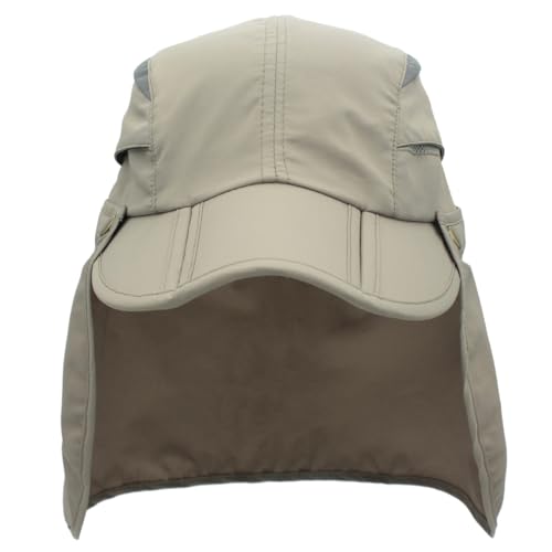 Connectyle Kids Sun Hat with Removable Neck Flap Outdoor Adventure Sun Cap for Boys Girls Foldable UPF 50+ Summer Beach Hat - color: Light Grey