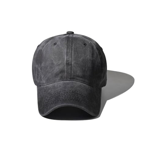Classic Vintage Distressed Baseball Cap, Washed Cotton, Adjustable Fit - color: B-black