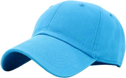 KBETHOS Classic Unisex Cotton Adjustable Low Crown Baseball Cap – Plain Dad Hat - color: Blue Aqua