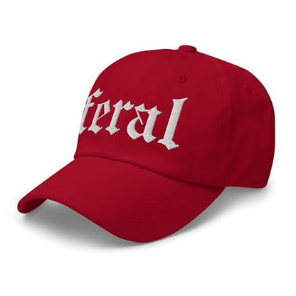 NX Feral Embroidered Curved Bill Cap Relaxed Fit Low Crown Adjustable Dad Hat - color: Cranberry