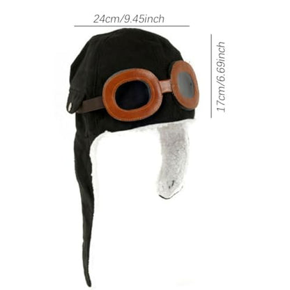 Unisex Baby Kids' Pilot Aviator Fleece Warm Hat Cap with Earmuffs - color: Black