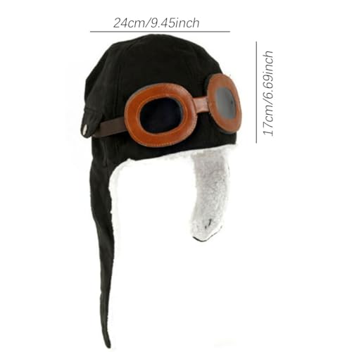 Unisex Baby Kids' Pilot Aviator Fleece Warm Hat Cap with Earmuffs - color: Black