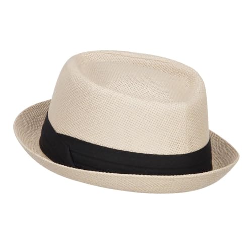 Big Size Solid Upbrim Pork Pie Fedora - color: Tan, size: XX-Large-3X-Large