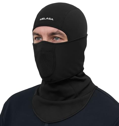 MELASA Winter Balaclava Face Mask for Cold Weather Thermal Fleece Ski Mask - color: Black