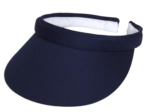 Mens Womens Sun Protection Sports Cotton Clip On Golf Tennis Visor - color: Navy Blue