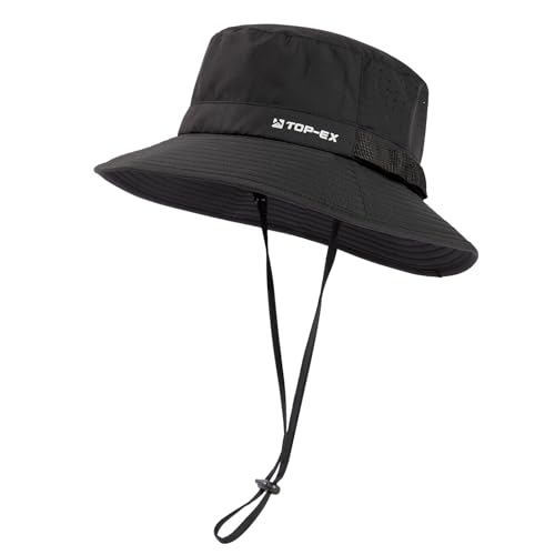 UVCoolix All-Day Comfort Bucket Sun Hat for Men Women,Lightweight Wide Brim UV Protection Boonie Outdoor,Beach,Golf - color: Black, size: X-Large