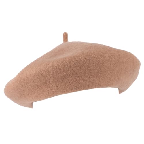 ZAKIRA Wool French Beret for Men & Women, Plain - color: Beige