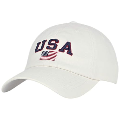 E BY ELIDAN USA Hat, Embroidered American Flag Baseball Cap for Men Women - color: White With Usa Flag