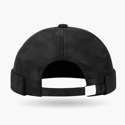 Camo Brimless Hat for Men Women Breathable Rolled Cuff Docker Cap Harbour Beanie Hats Landlord Hat Sailor Cap K517 - color: Dark Blue