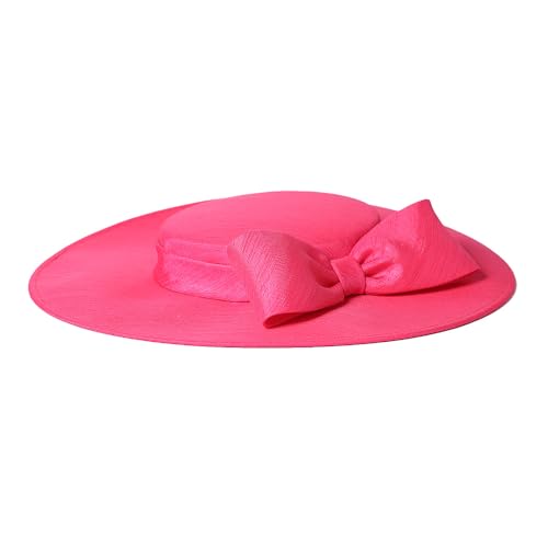 Fascinators Women Wide Brim 20s 50s Derby Pillbox Hat Bowknot Cocktail Tea Party Church Dress Hats - color: Rose