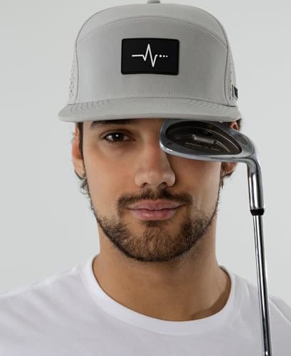 VYBE Performance Snapback Hat - Water-Repellent, Breathable Athletic Baseball Cap for Golf, Gym, Sports, Water - color: Slate Signal