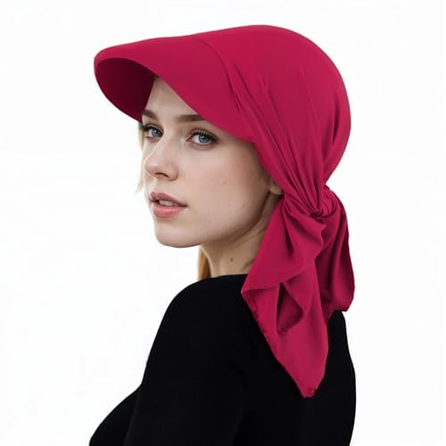 Headscarf Baseball Cap for Men Women, Summer Sun Visor Hat - color: Wine Red
